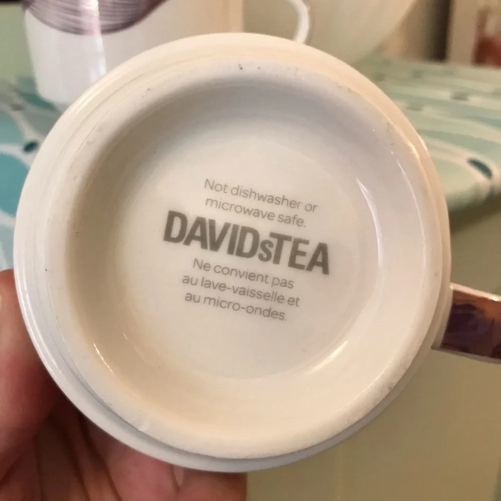 Davids Tea Rose Metallic Tea For Two Set cups pink purple white